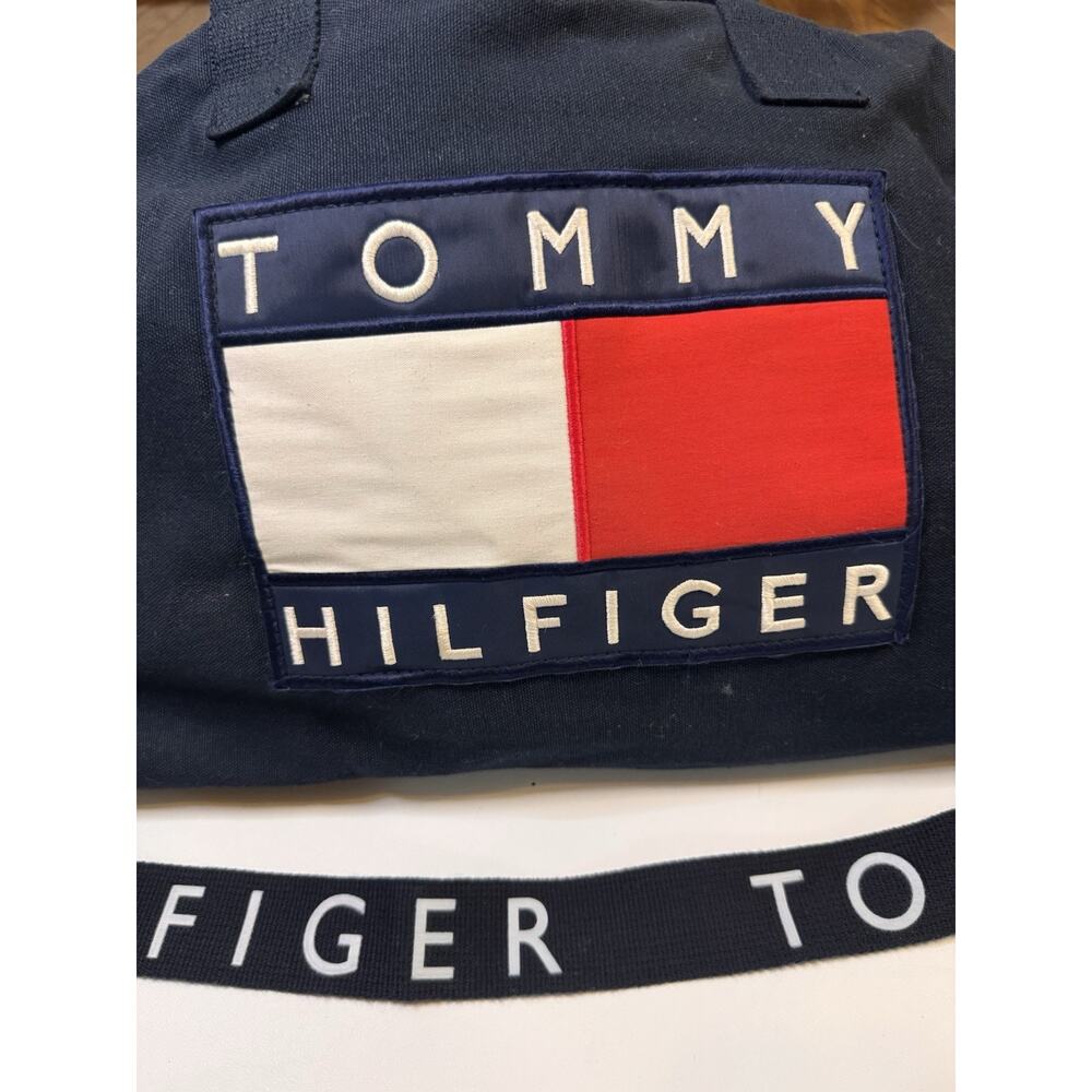 Tommy Hilfiger Bag Adult Large Blue Duffle Bag 90s Logo Canvas Distressed Mens - Picture 2 of 12